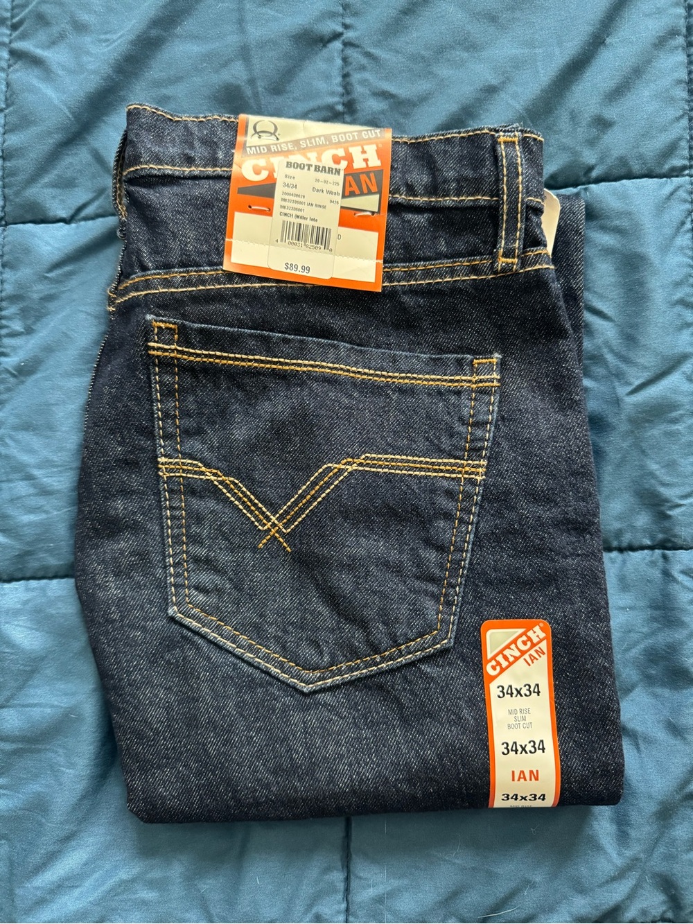 Cinch Ian Mid-Rise Bootcut Jeans in Dark Blue Denim